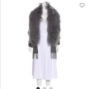 Pologeorgis shearling-trimmed wool shawl